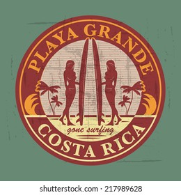 Abstract surfer stamp or sign, vector illustration