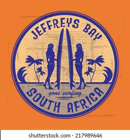 Abstract surfer stamp or sign, vector illustration