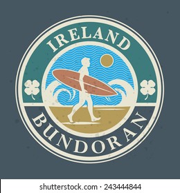 Abstract surfer stamp or sign, vector illustration
