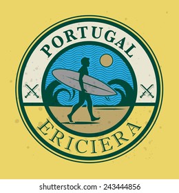 Abstract surfer stamp or sign, vector illustration