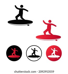 Abstract Surfing Icon Illustration Flat Design