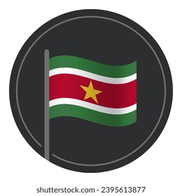 Abstract Suriname Flag Flat Icon in Circle Isolated on White Background