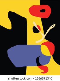abstract surreal art organic shapes colorful surrealism painting primary colors artwork