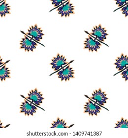 Abstract surreal dragonfly in painting pattern. Hand drawn colorful tropical background with psychedelic theme on white background