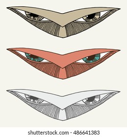 Abstract surreal face vector image. Eyes close-up. Concept illustration for print