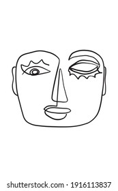 abstract Surreal Faces Continuous line, dibujo de caras y peinado, concepto de moda, mujer belleza minimalista, ilustración vectorial bastante sexy. Retrato contemporáneo