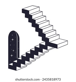 Abstract surreal ladder. Geometric monochrome stairs, modern stair flat vector background illustration. Minimal outline ladder