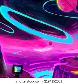 An abstract and surreal space scene