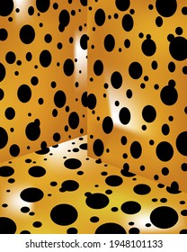 Abstract surreal spotted background. Orange vector background with black dots. Visual art direction. Pattern for design