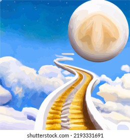 Abstract and surreal stairs to heaven concept