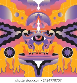 Abstract Surrealist Psychedelic Illustration Vector Art