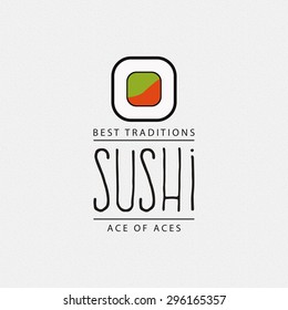 abstract sushi label on a white background