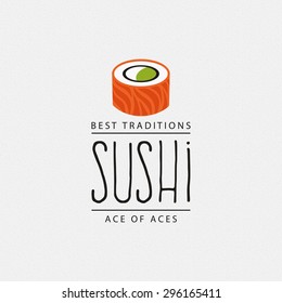 abstract sushi label on a white background