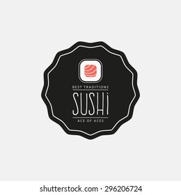 Abstract sushi label on a white background