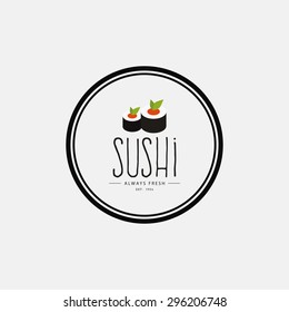 Abstract sushi label on a white background