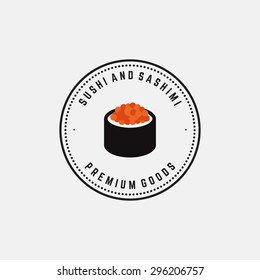 Abstract sushi label on a white background