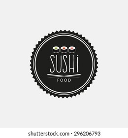 Abstract sushi label on a white background