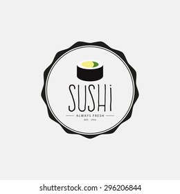 Abstract sushi label on a white background