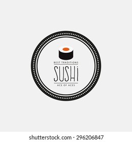 Abstract sushi label on a white background