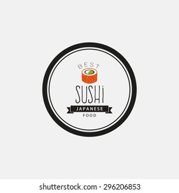Abstract sushi label on a white background