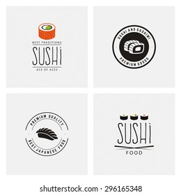 abstract sushi labels on a white background