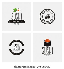 abstract sushi labels on a white background