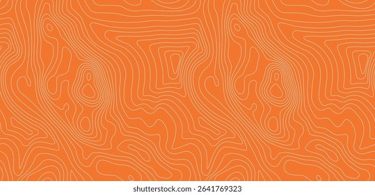 Abstract sushi pattern with vibrant orange background and white wave lines resembling raw salmon or tuna texture. Seamless vector illustration for restaurant decor or packaging.