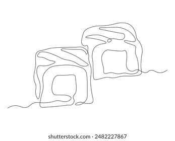 sushi Abstractas, rollos, logotipo, dibujo de mano de una sola línea continua boceto