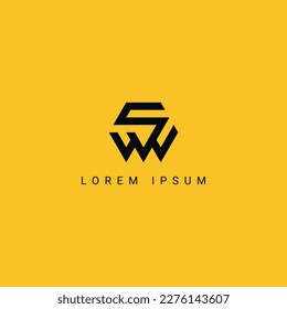 Resumen de la letra de SW WS estilo sencillo diseño de logotipo empresarial plantilla vectorial.