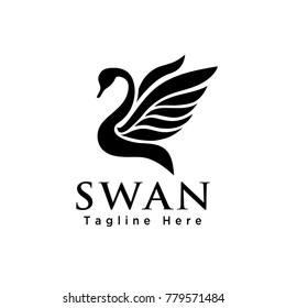 Abstract swan flying wings logo