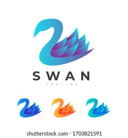 Abstract Swan with Hidden Swoosh inside Logo Design Vector Template EPS 10. Perfect for Beauty, Sports all Kind of Businesses