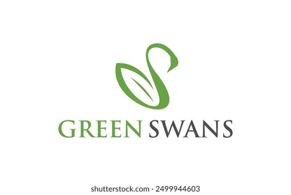 abstract swan logo design with leaf nature concept