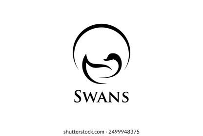 abstract swan logo design with leaf nature concept