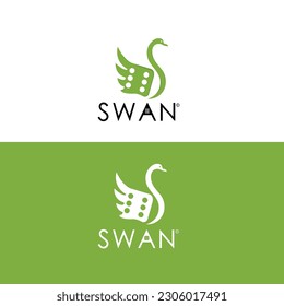 Abstract Swan logo with Dice concept vector logo 