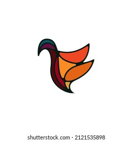 Abstract swan logo stained glass style. Swan siilhouette logo design