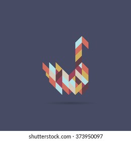 Abstract swan shape in polygonal style. Natural symbol of bird, modern design pattern. Eps10 vector illustration.