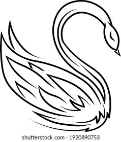 Abstract Swan stock illustration logo vector line art isolated in white background