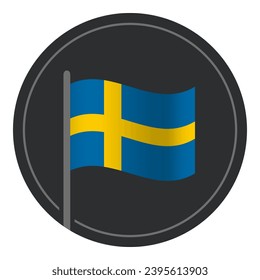 Abstract Sweden Flag Flat Icon in Circle Isolated on White Background