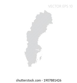 Abstrakte Schwedenkarte mit grauen diagonalen Linien. Schweden Streifen Karte. Vektorgrafik EPS10.