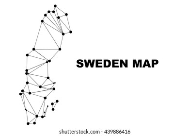 Abstract Sweden map lines connection. Vector illustration