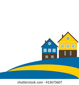 Abstract Swedish Flag With Colorful Houses