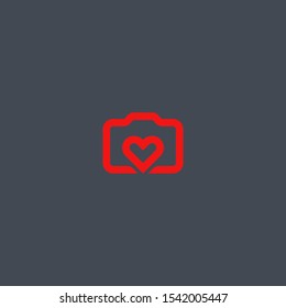 Abstract sweet camera logo design. Love photography icon illustration vector 