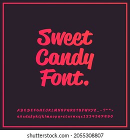 Abstract sweet candy font alphabet. Minimal modern urban fonts for logo.Typography typeface uppercase lowercase and number. vector illustration