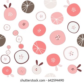 Abstract sweet cute circle flower japanese style design pattern background seamless wallpaper backdrop. Vector image