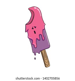  Abstract sweet ice-cream will be melted character, Vector drawing, creative illustration cute cartoon on white background for decoration graphic design and artwork, Abstract Character conceptual