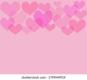 Abstract sweet pink tone background with hearts. Copy space for words. Valentine's day.