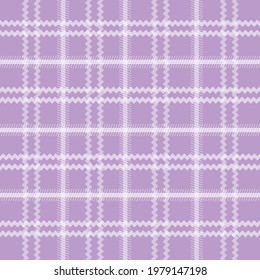 Abstract sweet purple plaid seamless pattern vector.White line stripes and zigzag design for fabric,textile,background. 