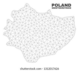 Abstract Swietokrzyskie Voivodeship map isolated on a white background. Triangular mesh model in black color of Swietokrzyskie Voivodeship map.