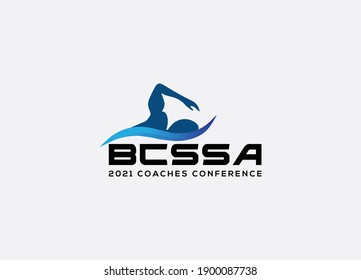Abstract swim sports logo design template