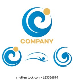 Abstract swimming logo